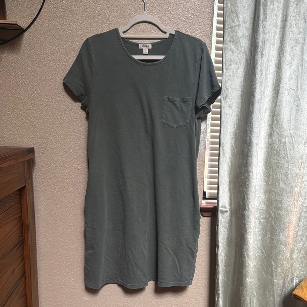 Casual Green T-Shirt Dress